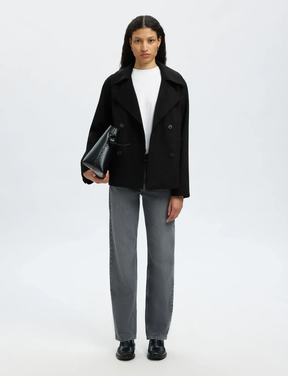 Selected - SLFALMA WOOL BLEND JACKET NOOS - vestes en laine - black - 5