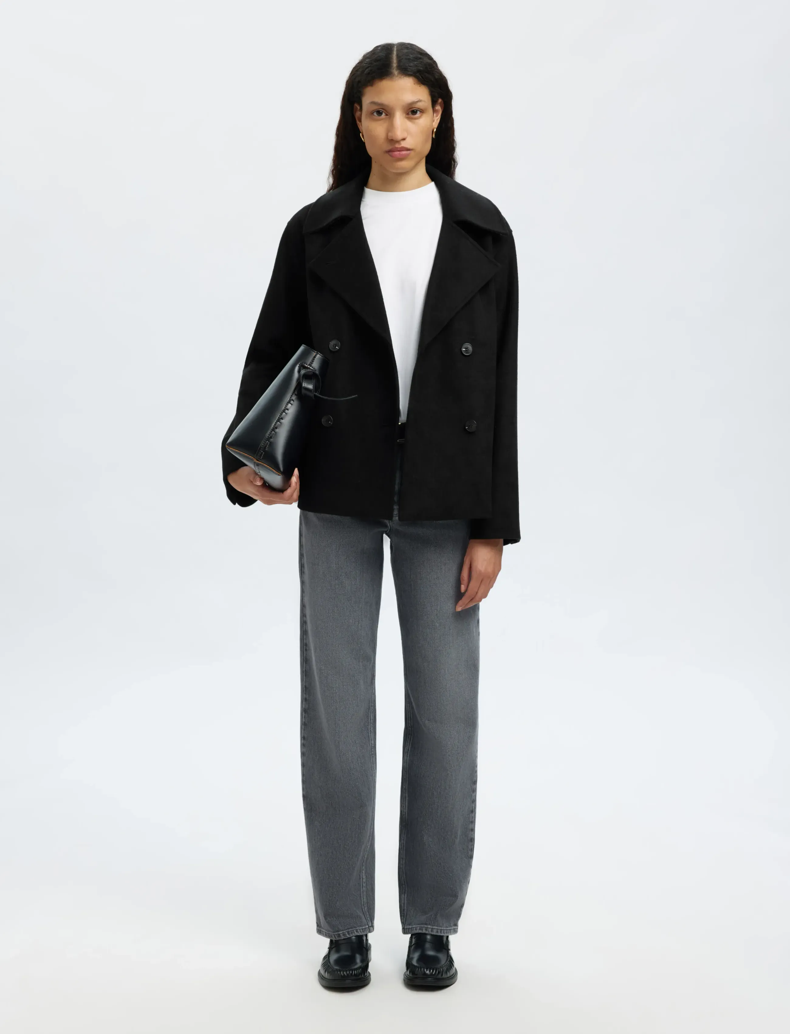 Selected - SLFALMA WOOL BLEND JACKET NOOS - wolljacken - black - 5