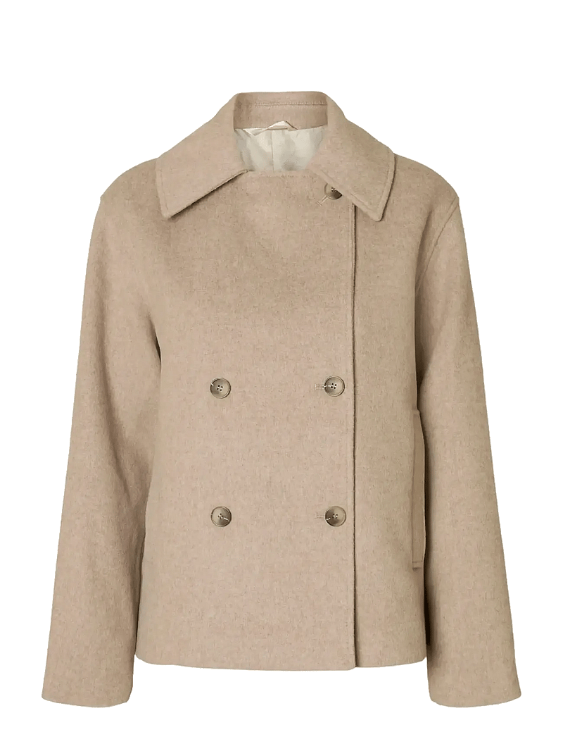 Selected - SLFALMA WOOL BLEND JACKET NOOS - uldjakker - sandshell - 1