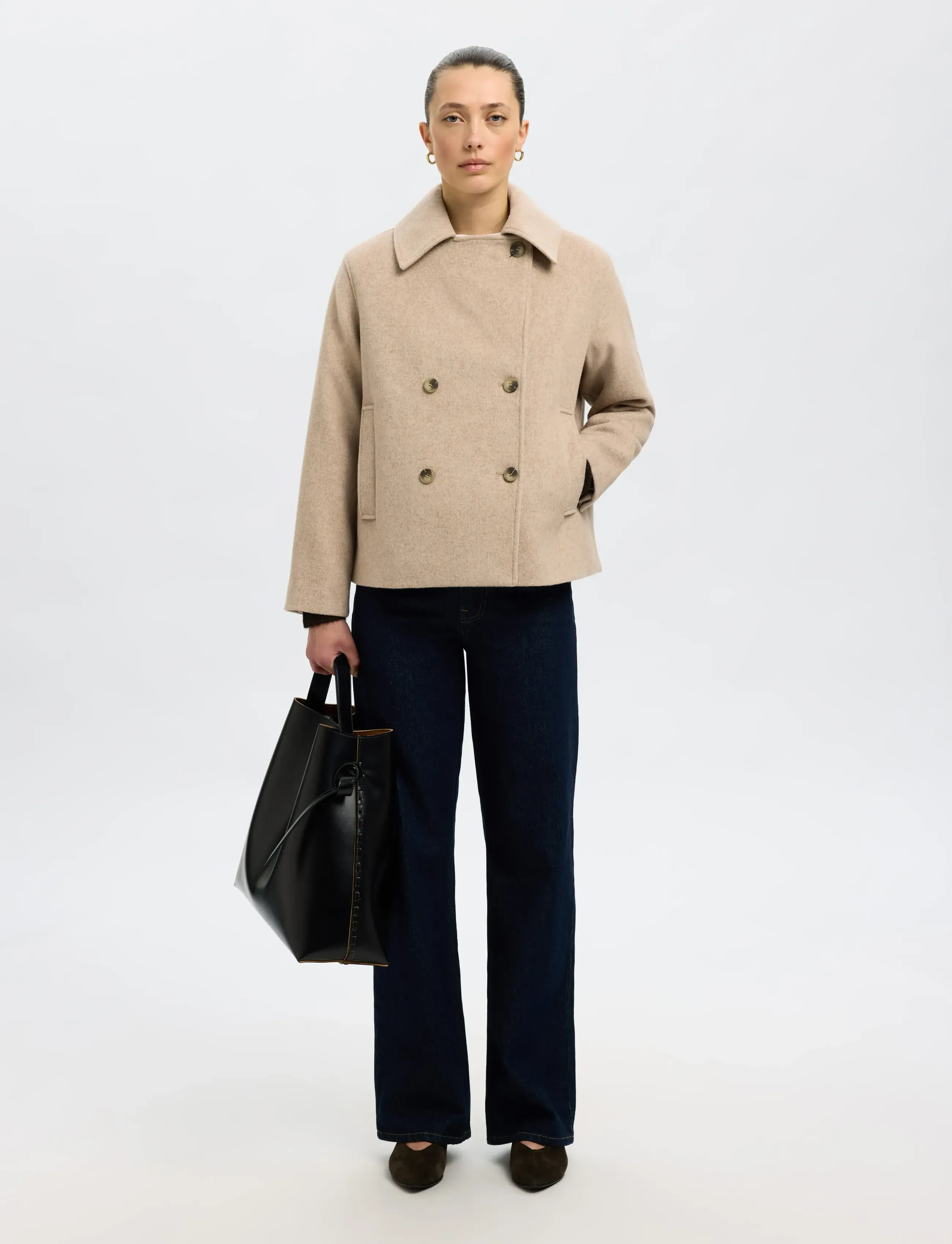 Selected - SLFALMA WOOL BLEND JACKET NOOS - villased jakid - sandshell - 3
