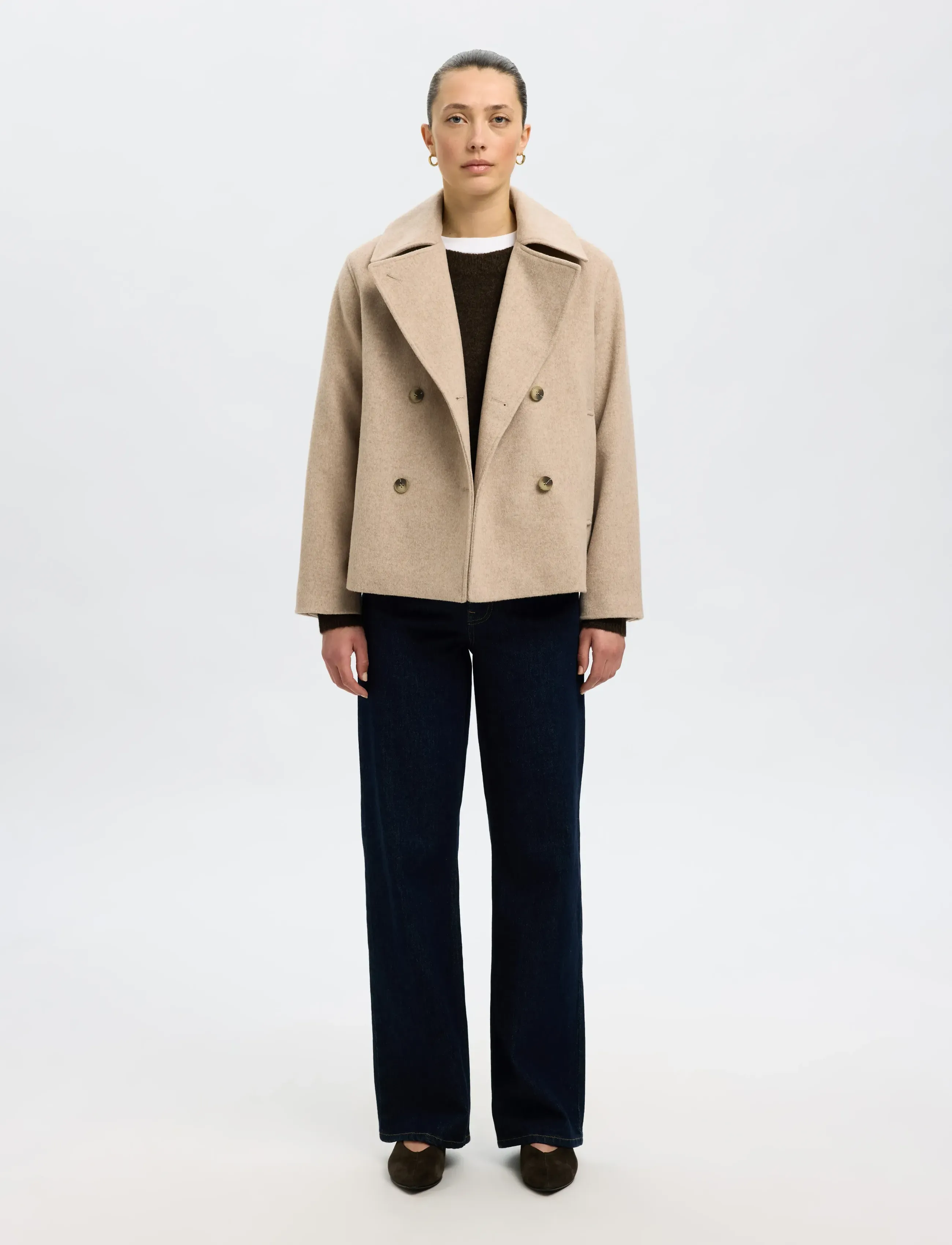 Selected - SLFALMA WOOL BLEND JACKET NOOS - villased jakid - sandshell - 4