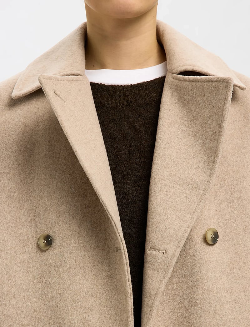 Selected - SLFALMA WOOL BLEND JACKET NOOS - uldjakker - sandshell - 5