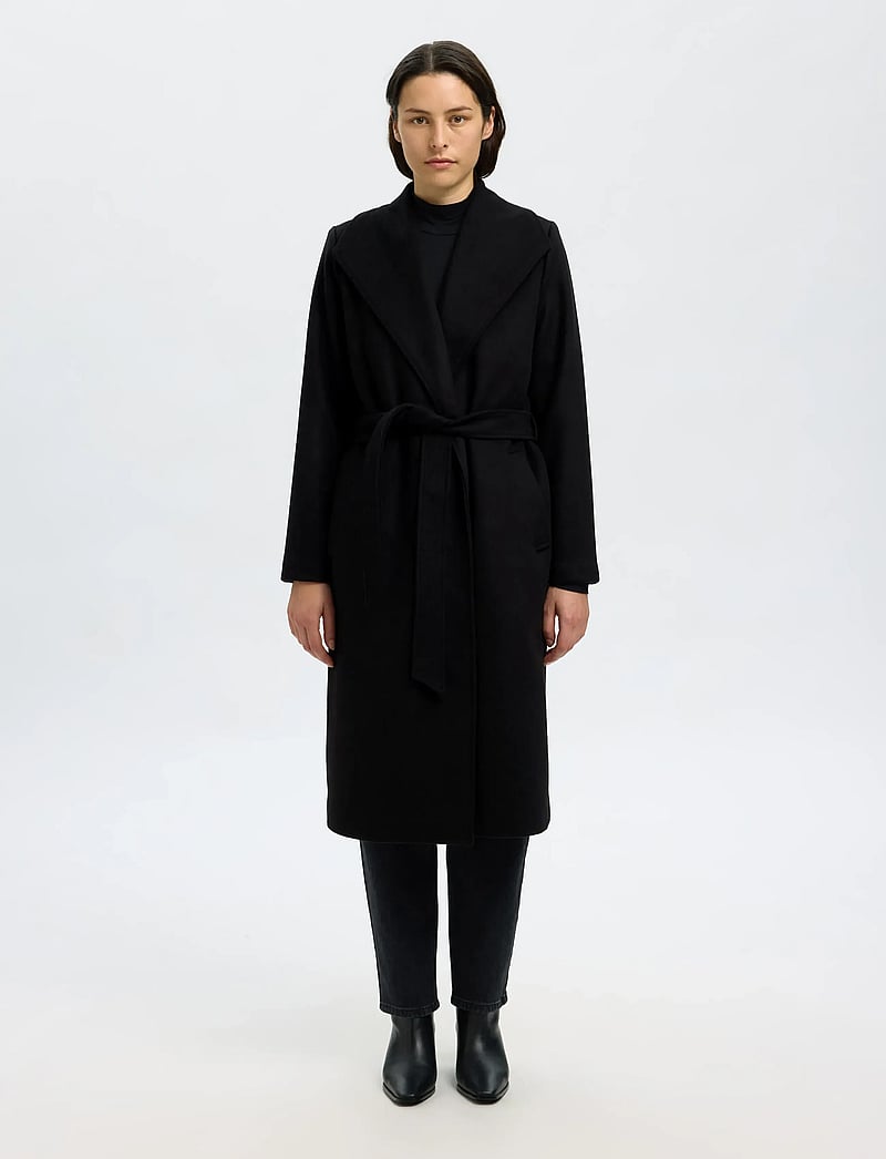 Selected - SLFROSA WOOL BLEND COAT NOOS - talvejoped - black - 0