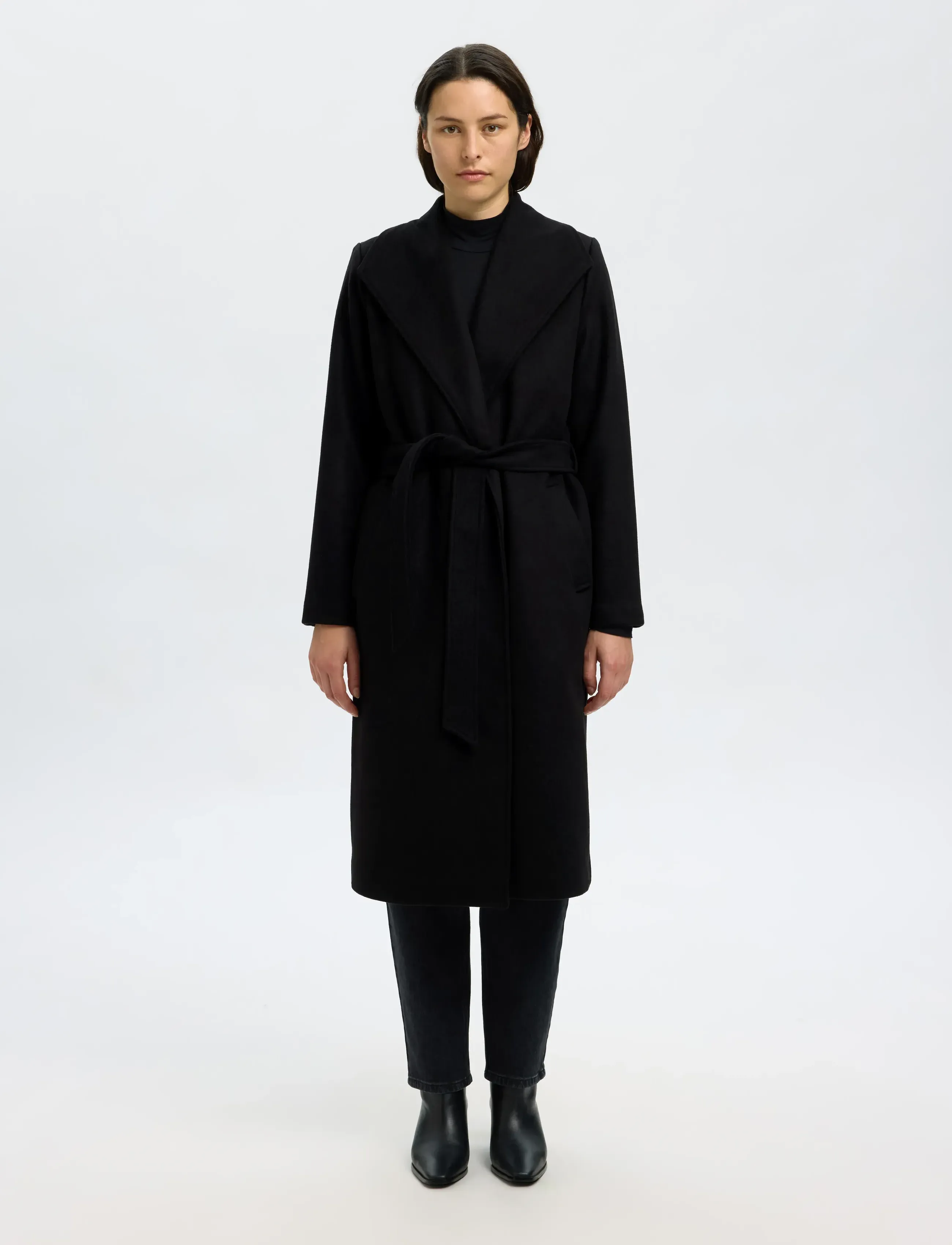 Selected SLFROSA WOOL BLEND COAT NOOS - Mäntel - BLACK / black