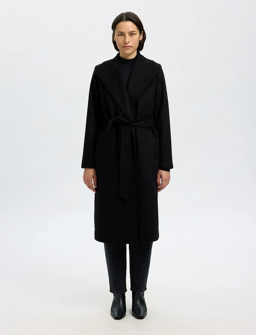 Selected - SLFROSA WOOL BLEND COAT NOOS - vestes d'hiver - black - 0