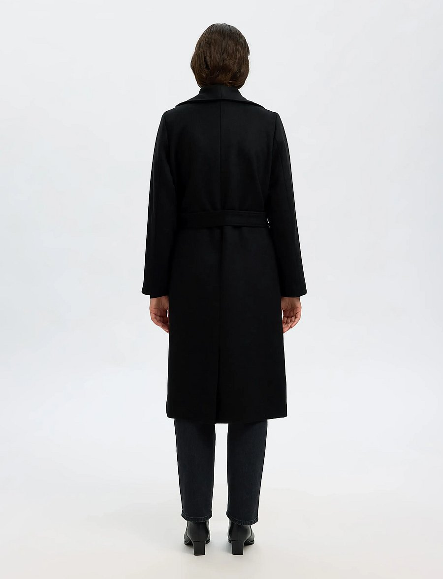 Selected - SLFROSA WOOL BLEND COAT NOOS - vestes d'hiver - black - 2