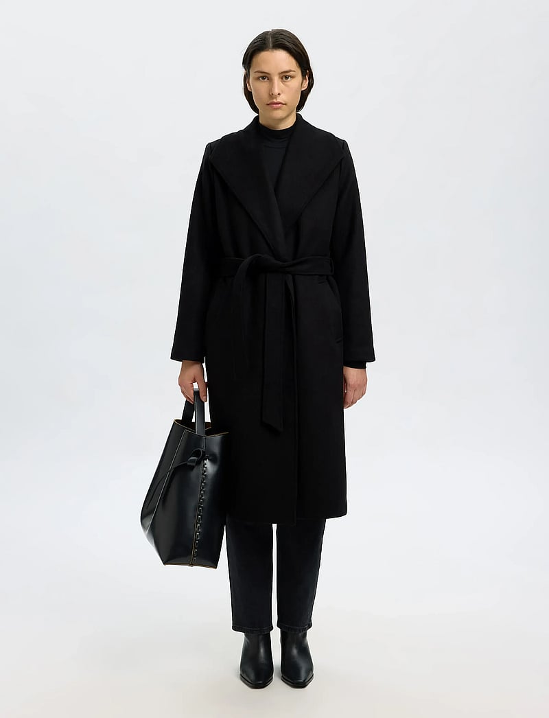 Selected - SLFROSA WOOL BLEND COAT NOOS - talvejoped - black - 3