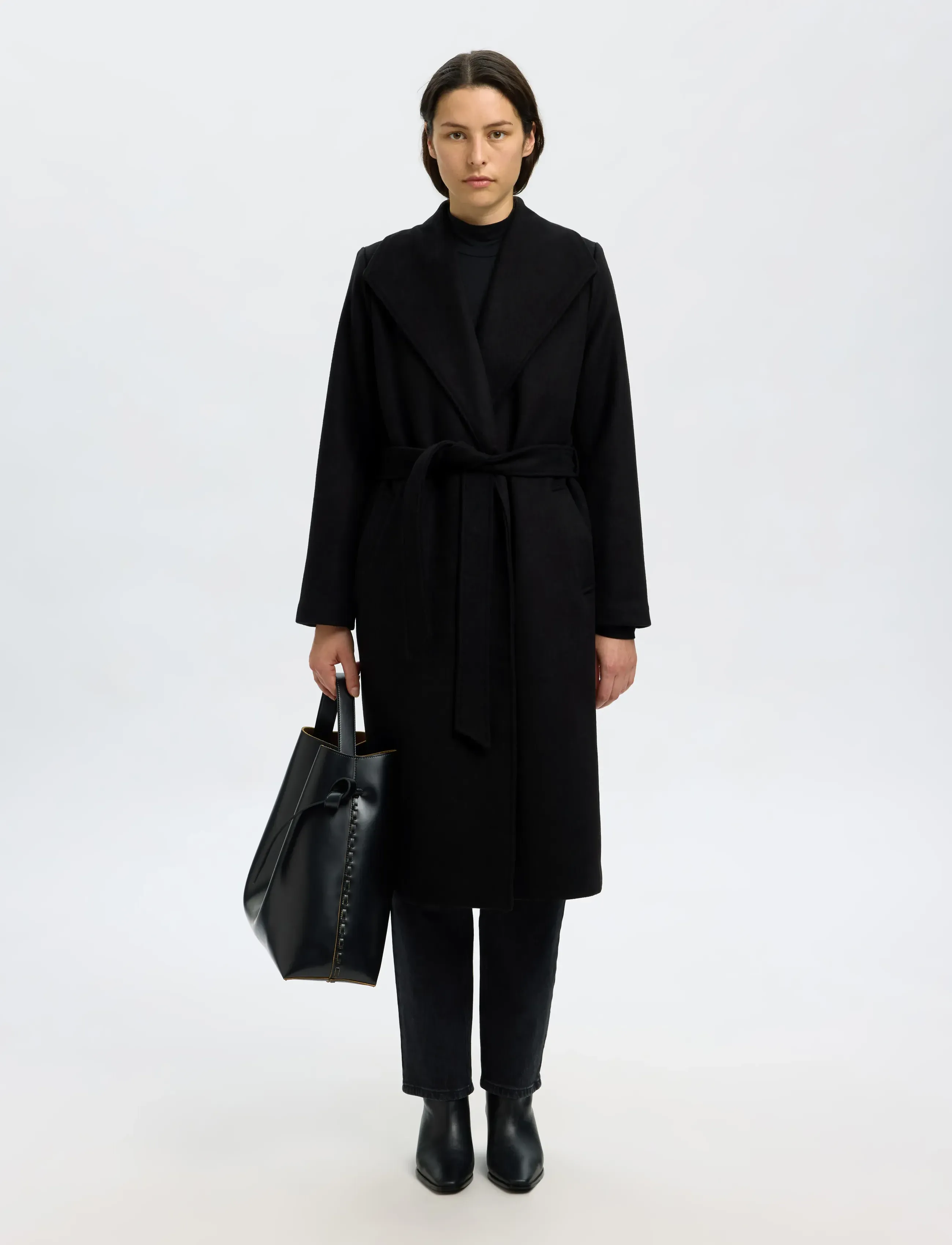 Selected - SLFROSA WOOL BLEND COAT NOOS - uldfrakker - black - 3