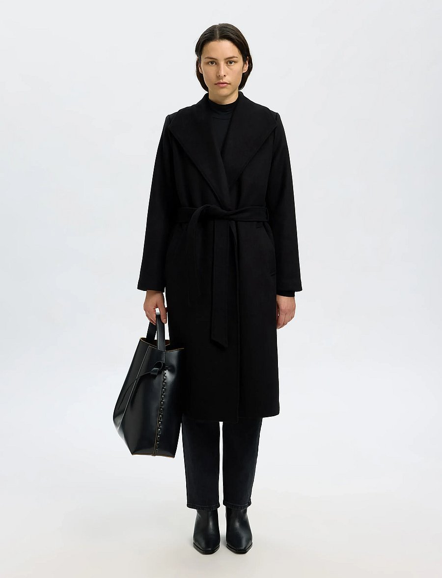 Selected - SLFROSA WOOL BLEND COAT NOOS - vestes d'hiver - black - 3