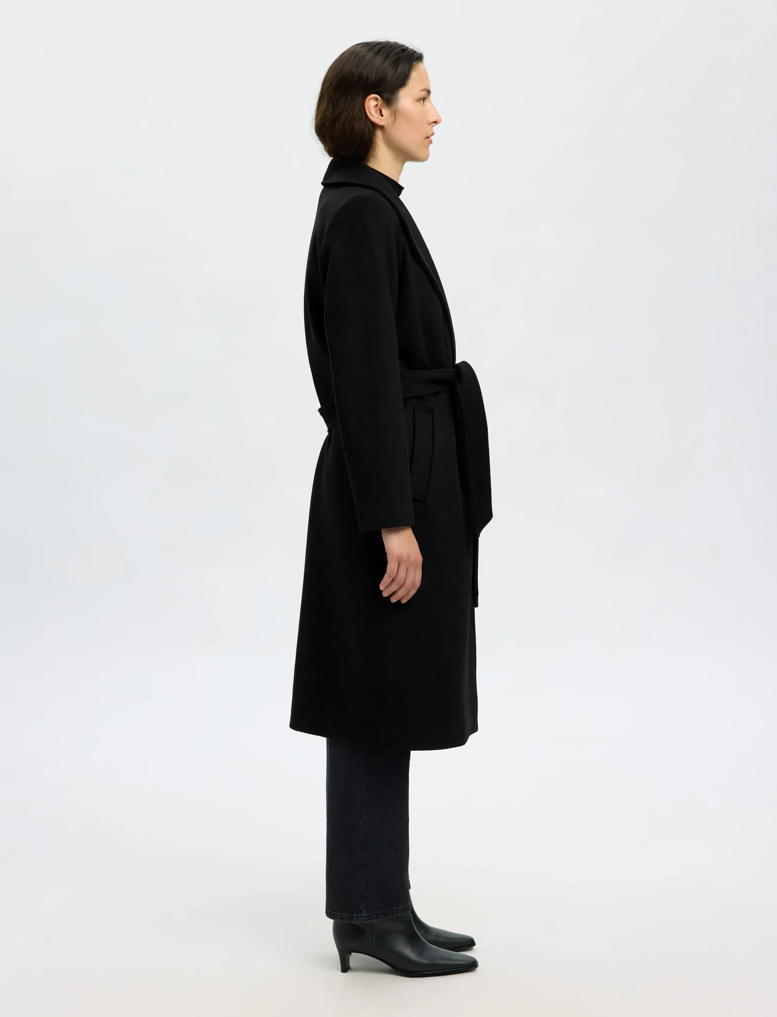 Selected - SLFROSA WOOL BLEND COAT NOOS - uldfrakker - black - 4