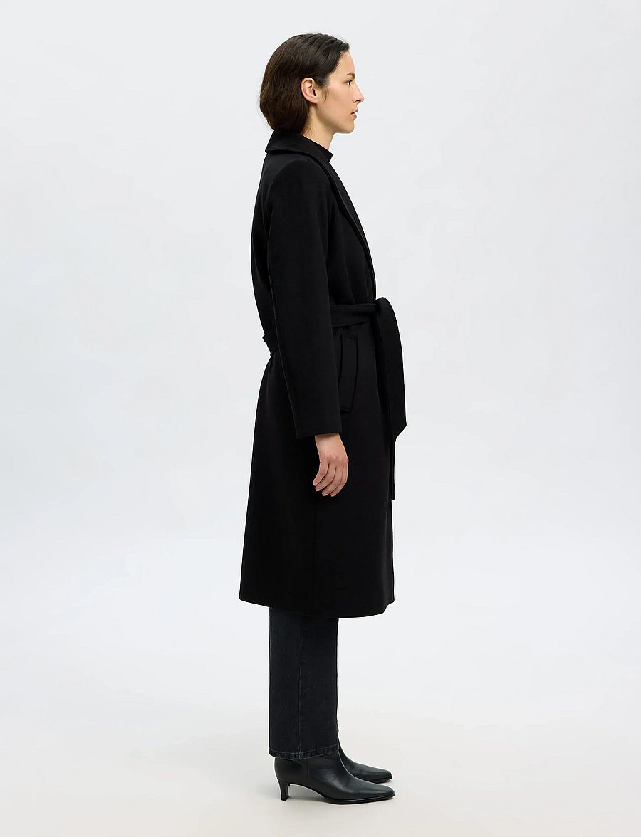Selected - SLFROSA WOOL BLEND COAT NOOS - vestes d'hiver - black - 4
