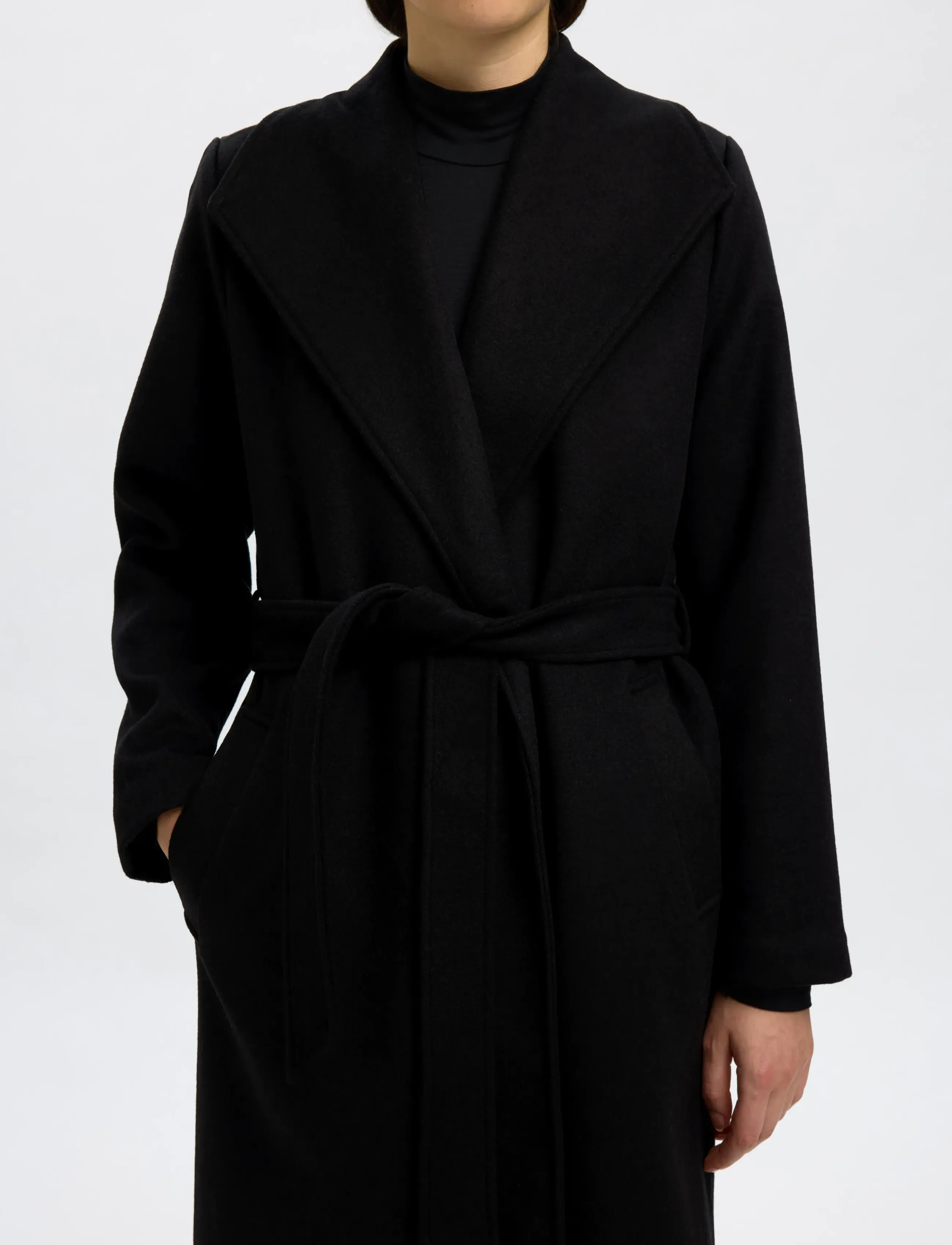 Selected - SLFROSA WOOL BLEND COAT NOOS - uldfrakker - black - 5
