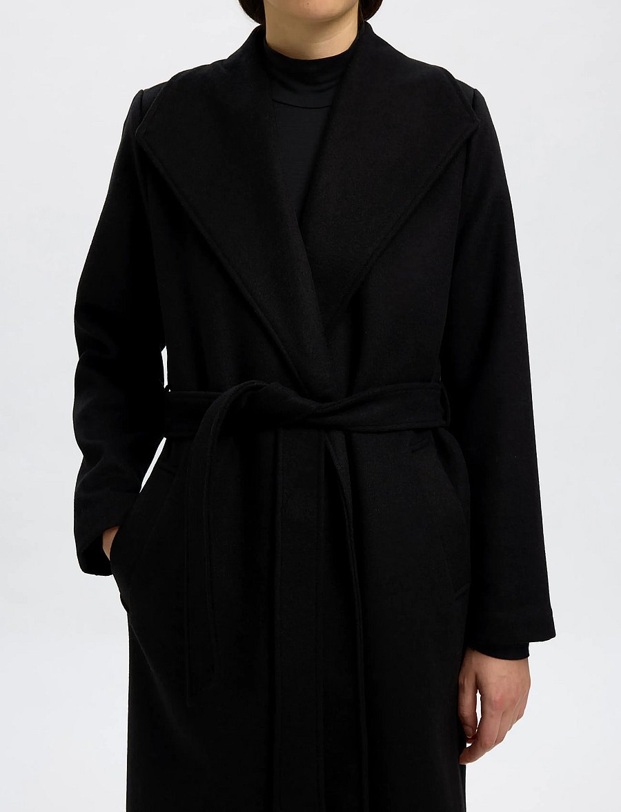 Selected - SLFROSA WOOL BLEND COAT NOOS - vestes d'hiver - black - 5