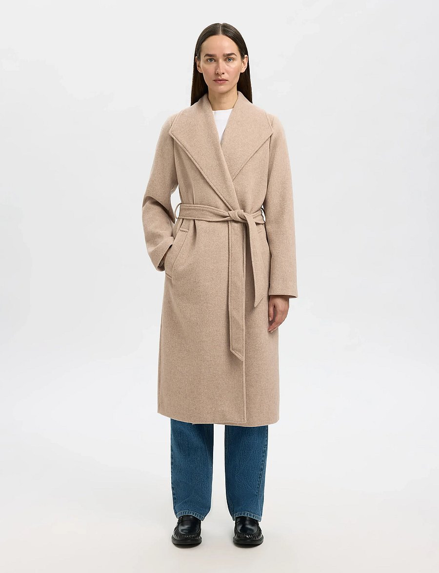 Selected - SLFROSA WOOL BLEND COAT NOOS - winterjacken - sandshell - 3