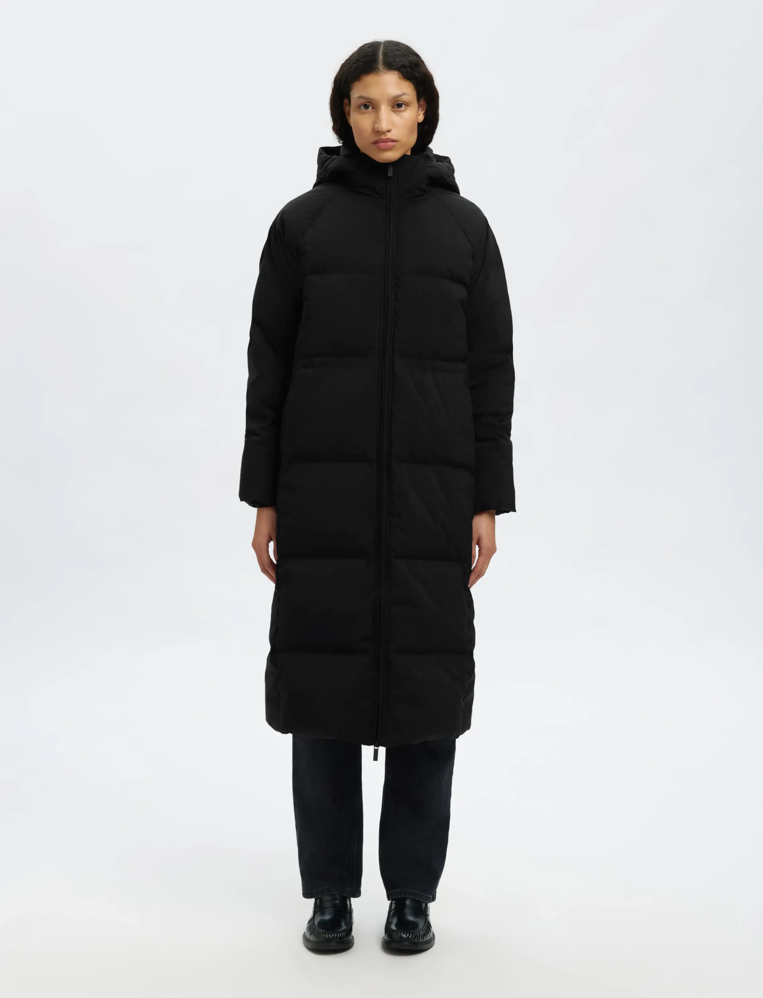 Selected Slfmaya Down Long Coat Noos, Kvinder, Lang Dunjakke, Sort, Str: 40