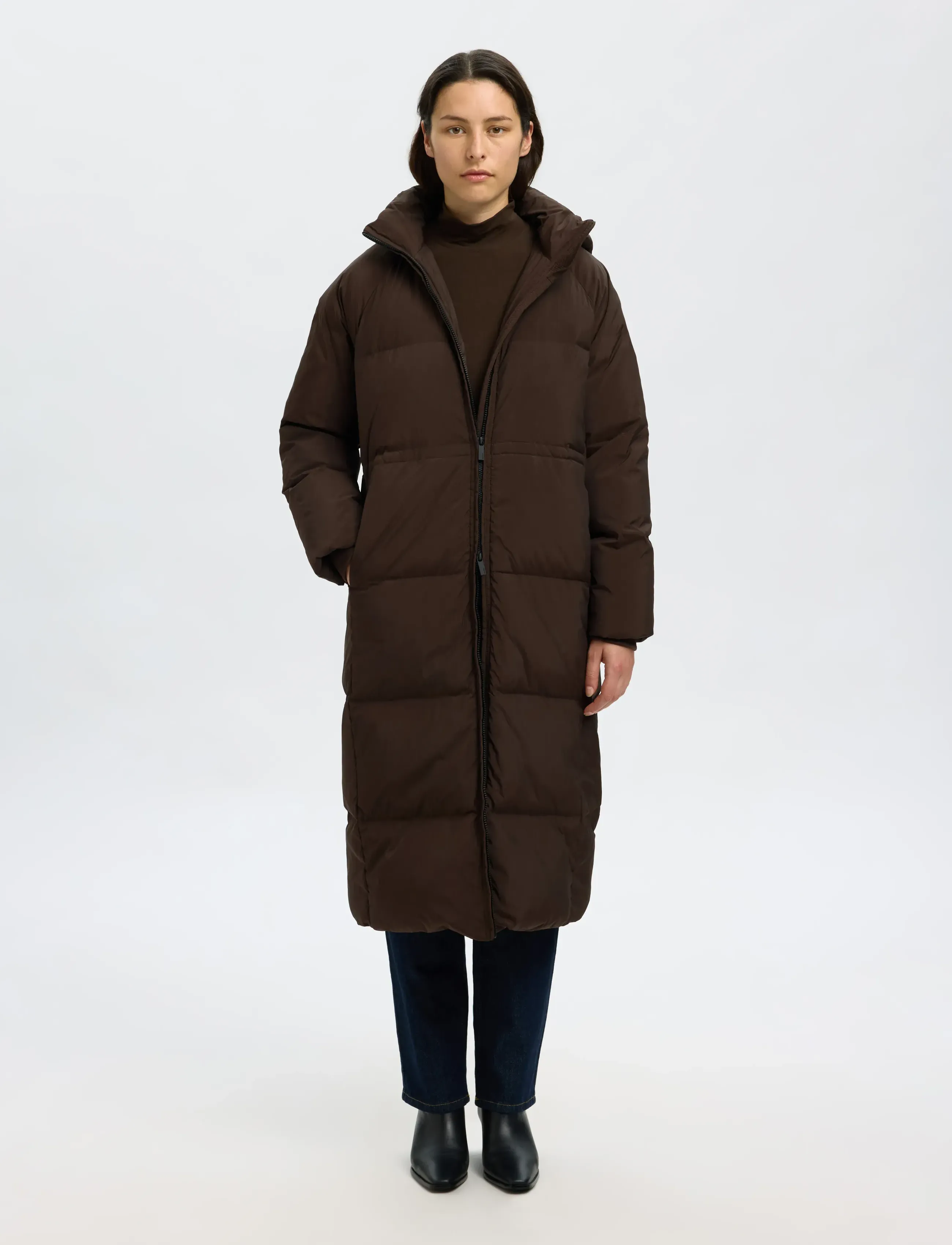 Selected SLFMAYA DOWN LONG COAT NOOS - Selected - DELICIOSO / brown