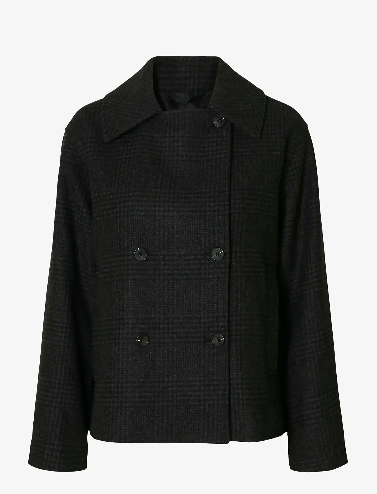 Selected - SLFALMA PATTERN WOOL BLEND JACKET - efterårsjakker - black - 0