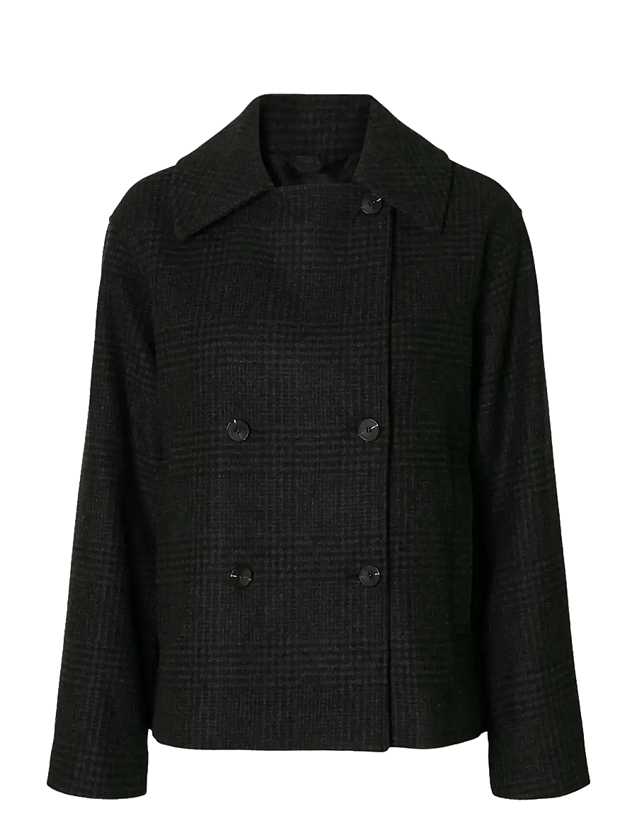 Selected - SLFALMA PATTERN WOOL BLEND JACKET - ulljackor - black - 1