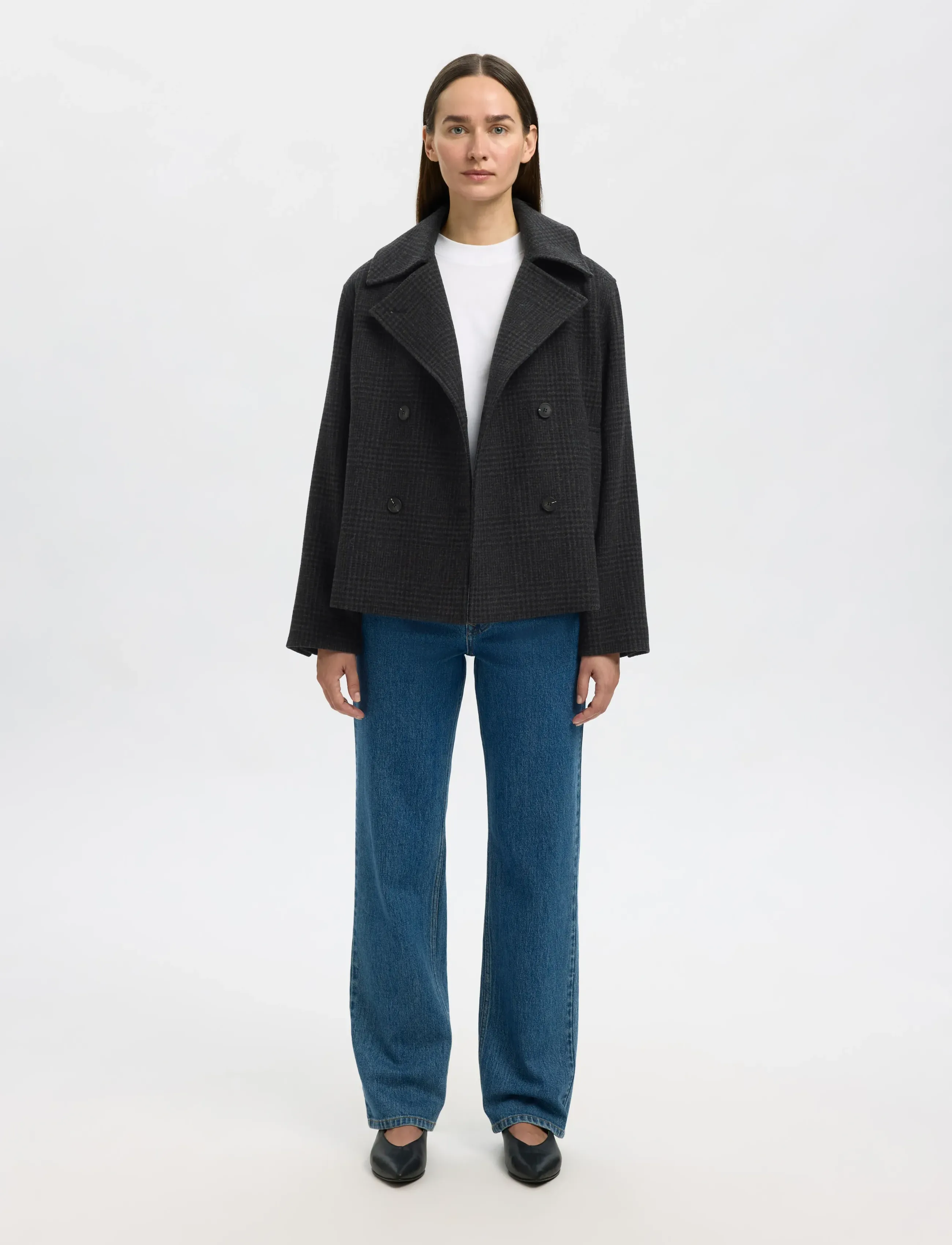 Selected - SLFALMA PATTERN WOOL BLEND JACKET - winterjacken - black - 3