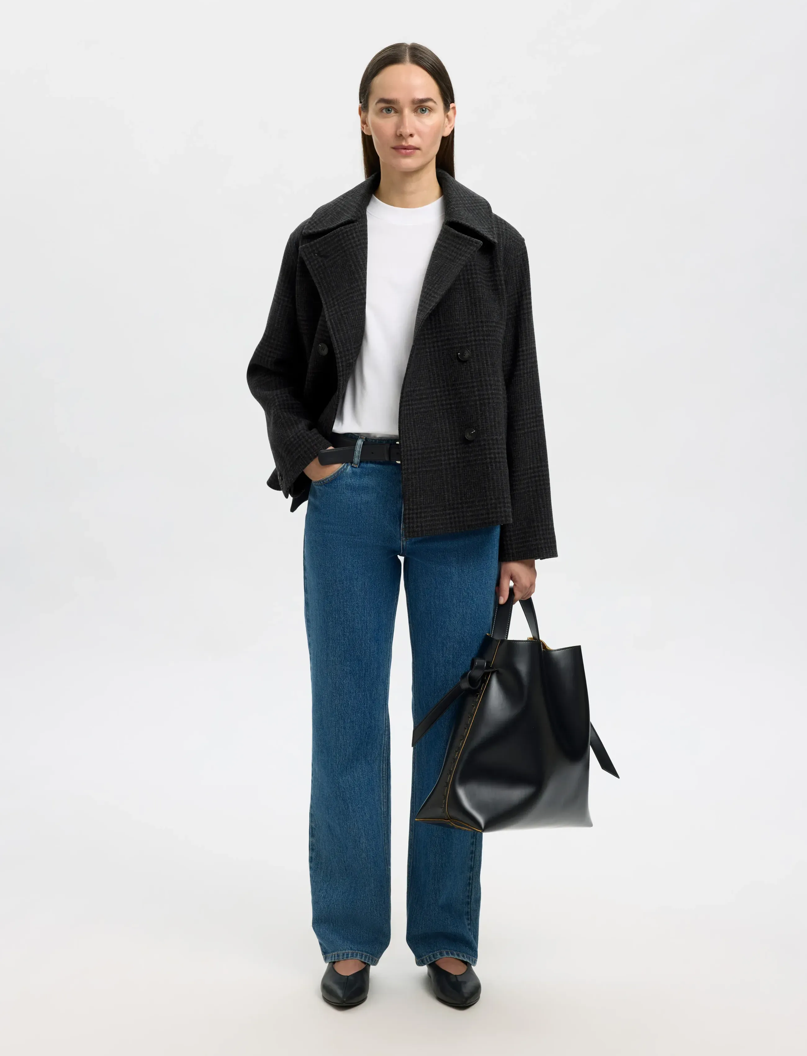 Selected - SLFALMA PATTERN WOOL BLEND JACKET - winterjacken - black - 5