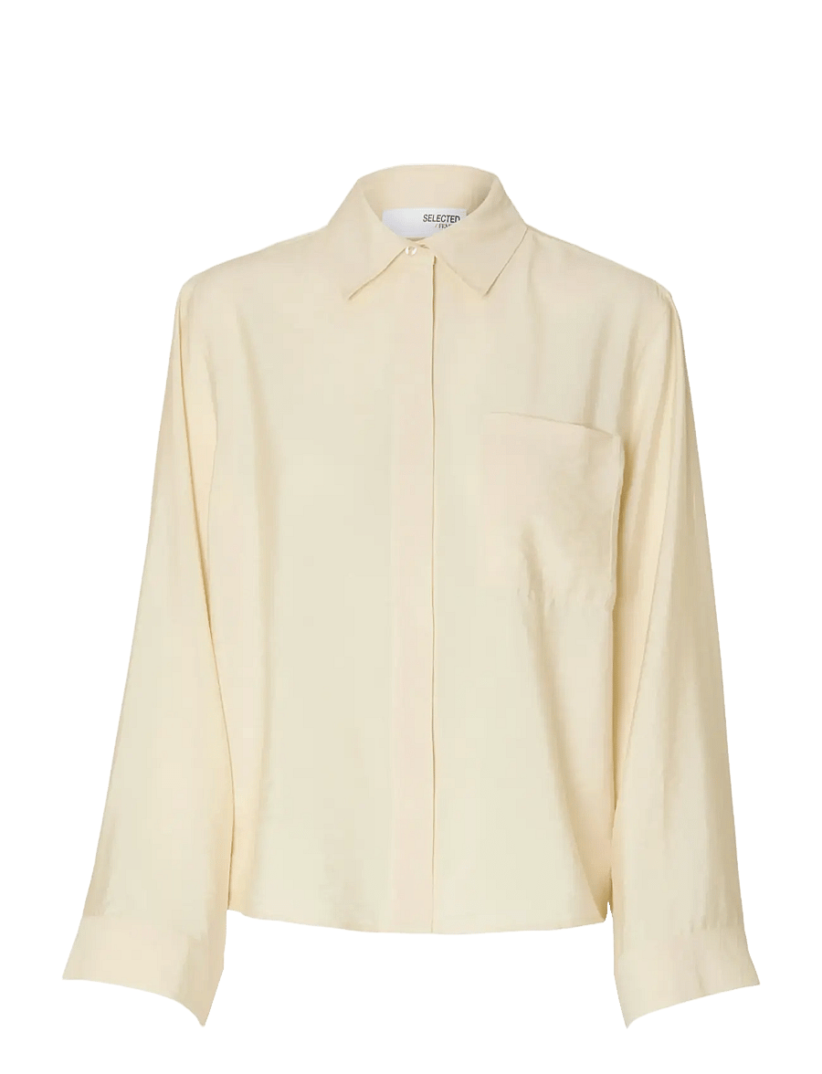 Selected - SLFAMARA LS RELAXED SHIRT NOOS - långärmade skjortor - birch - 1