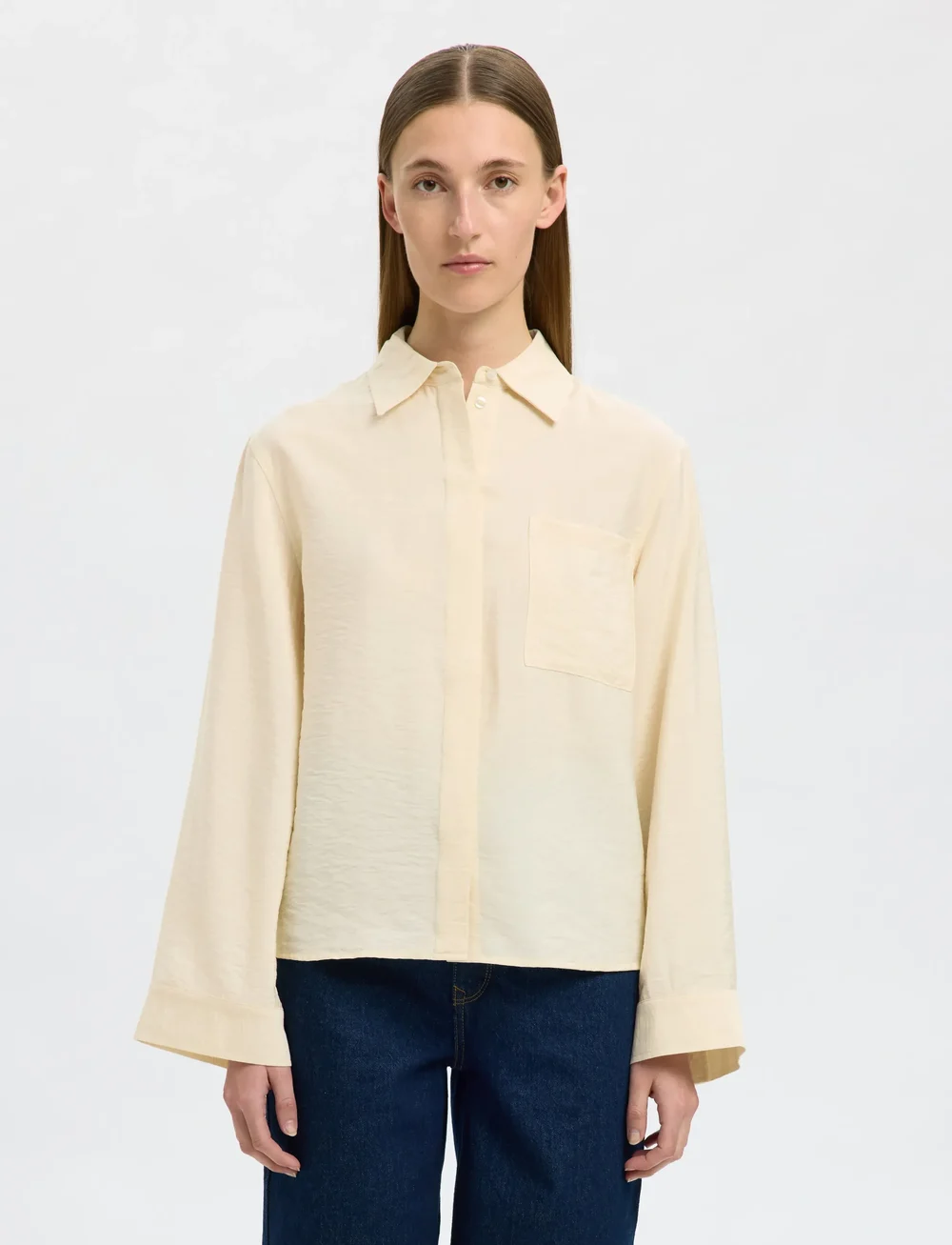 Selected - SLFAMARA LS RELAXED SHIRT NOOS - långärmade skjortor - birch - 0