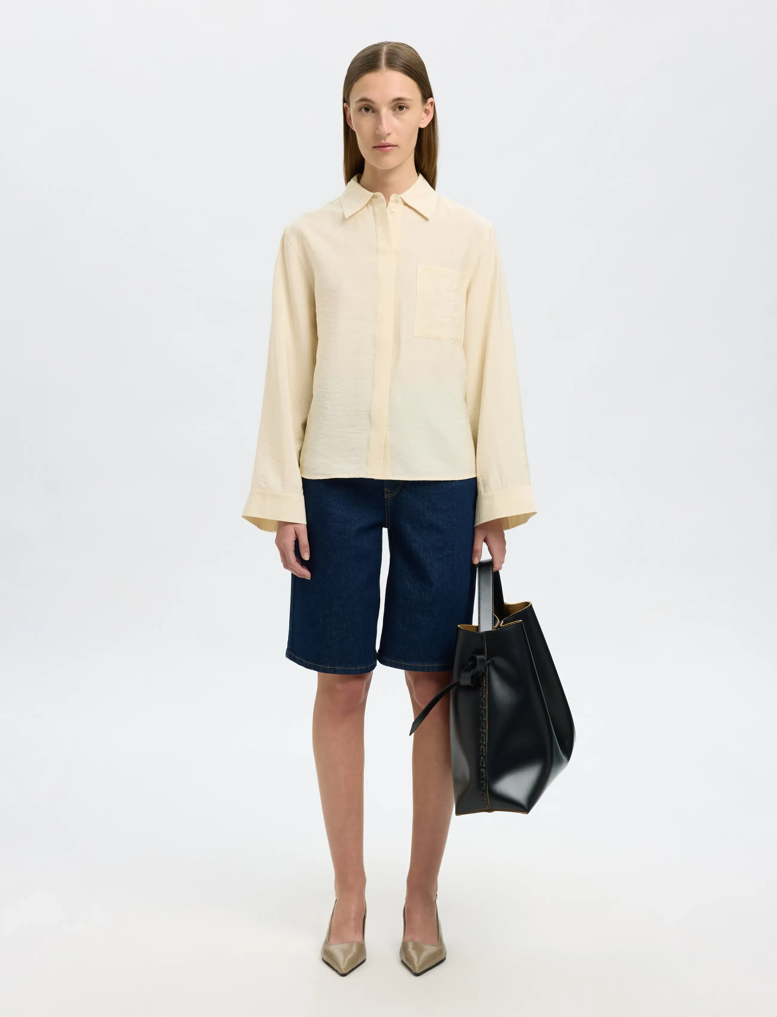Selected - SLFAMARA LS RELAXED SHIRT NOOS - overhemden met lange mouwen - birch - 3