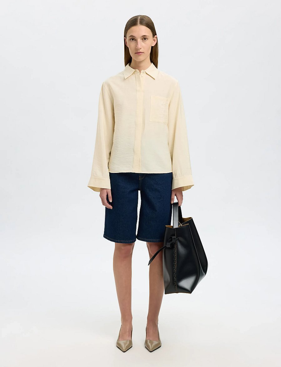 Selected - SLFAMARA LS RELAXED SHIRT NOOS - långärmade skjortor - birch - 3