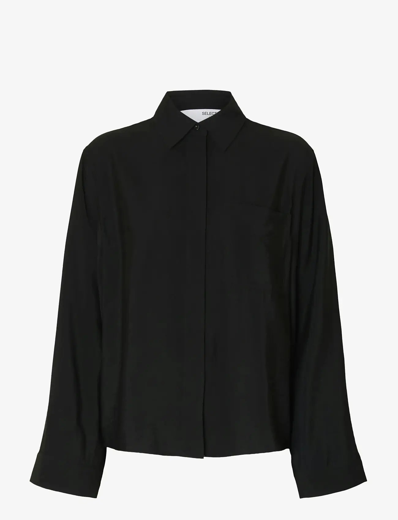 Selected - SLFAMARA LS RELAXED SHIRT NOOS - langærmede skjorter - black - 1