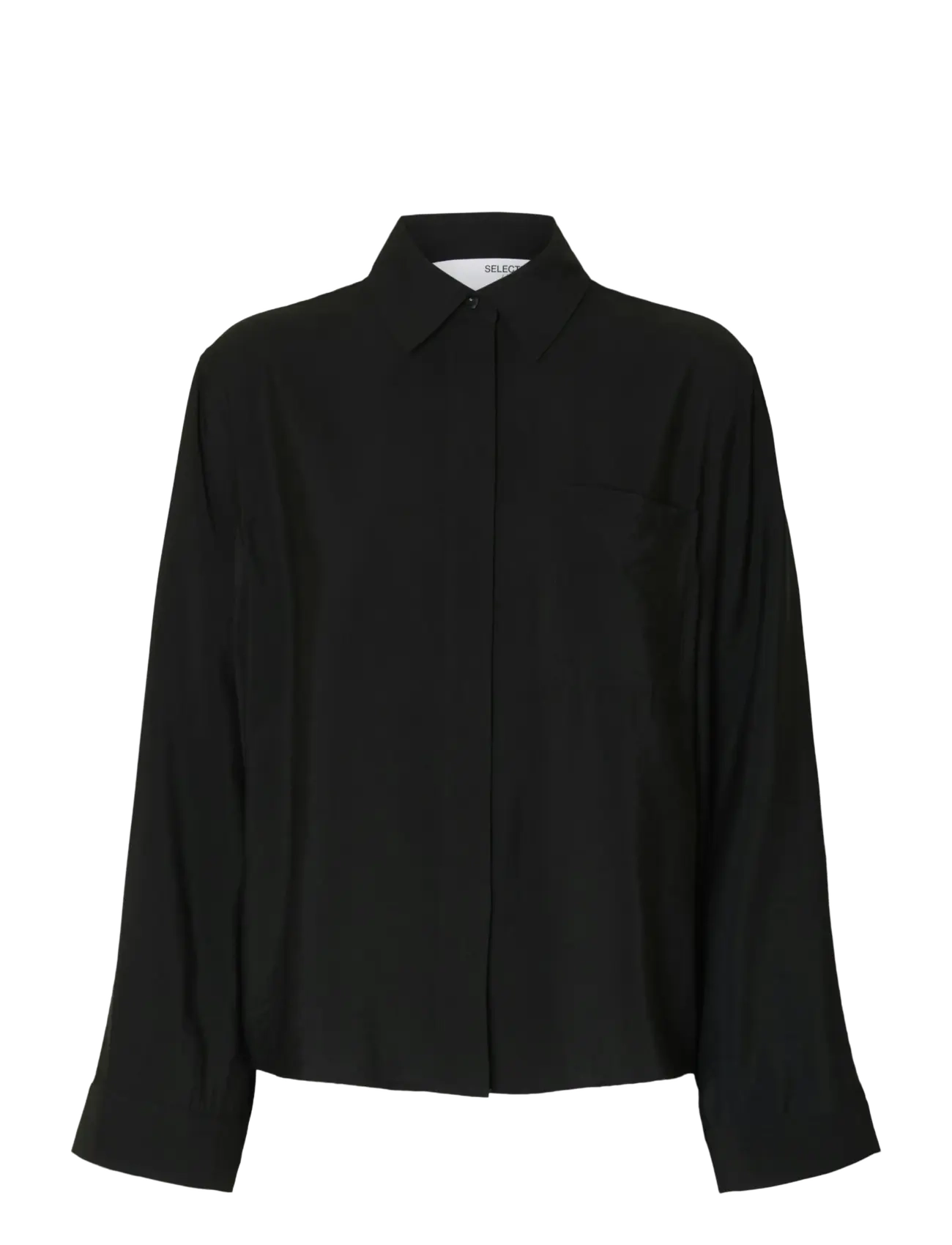 Selected SLFAMARA LS RELAXED SHIRT NOOS - Selected - BLACK / black