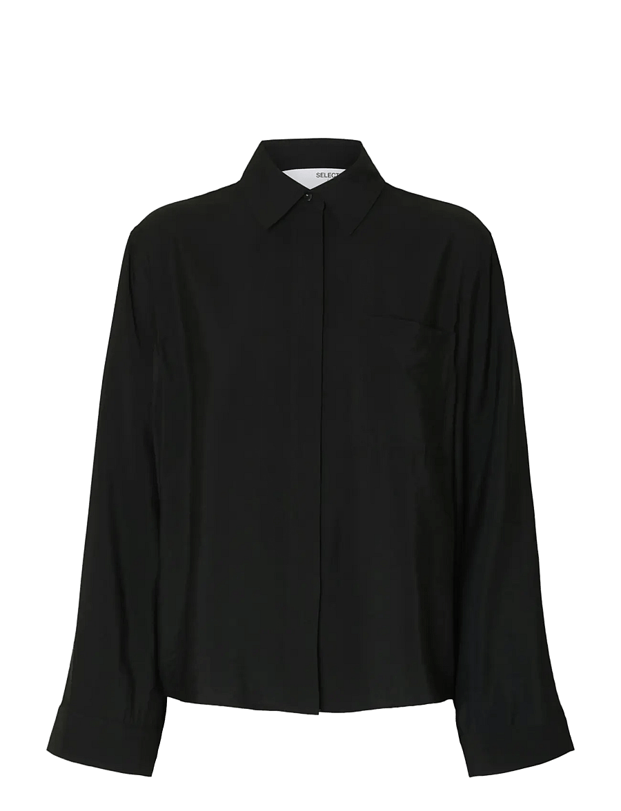 Selected - SLFAMARA LS RELAXED SHIRT NOOS - langärmlige hemden - black - 1
