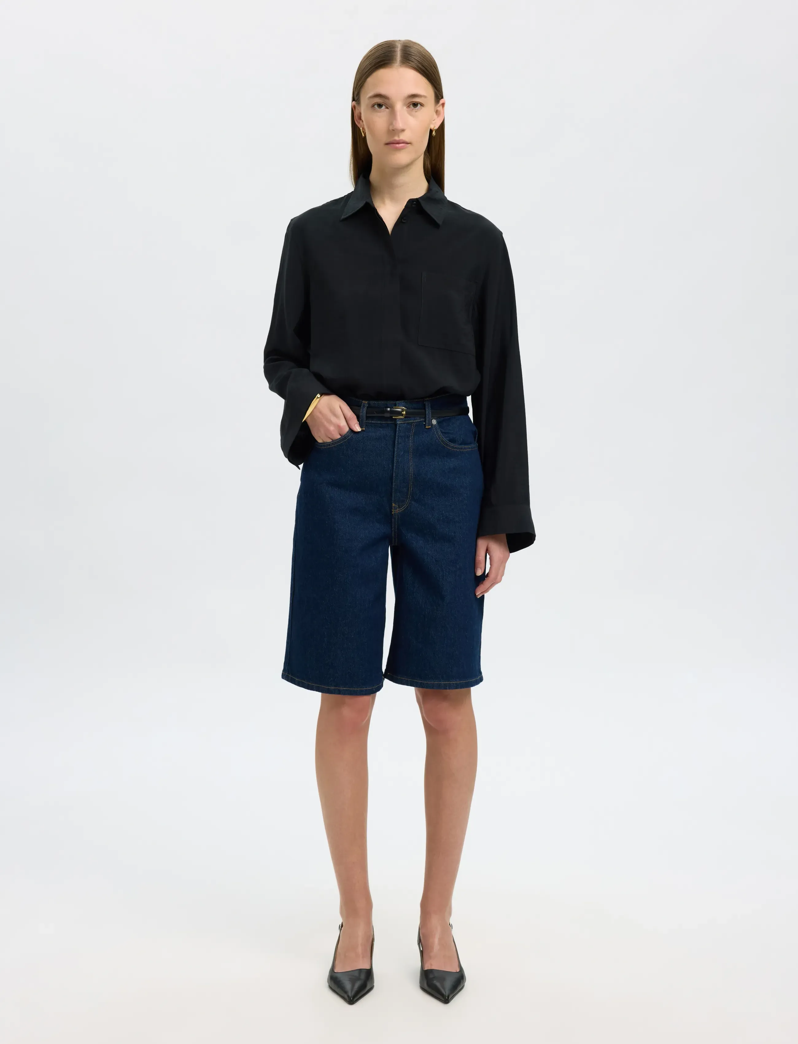 Selected - SLFAMARA LS RELAXED SHIRT NOOS - langærmede skjorter - black - 3