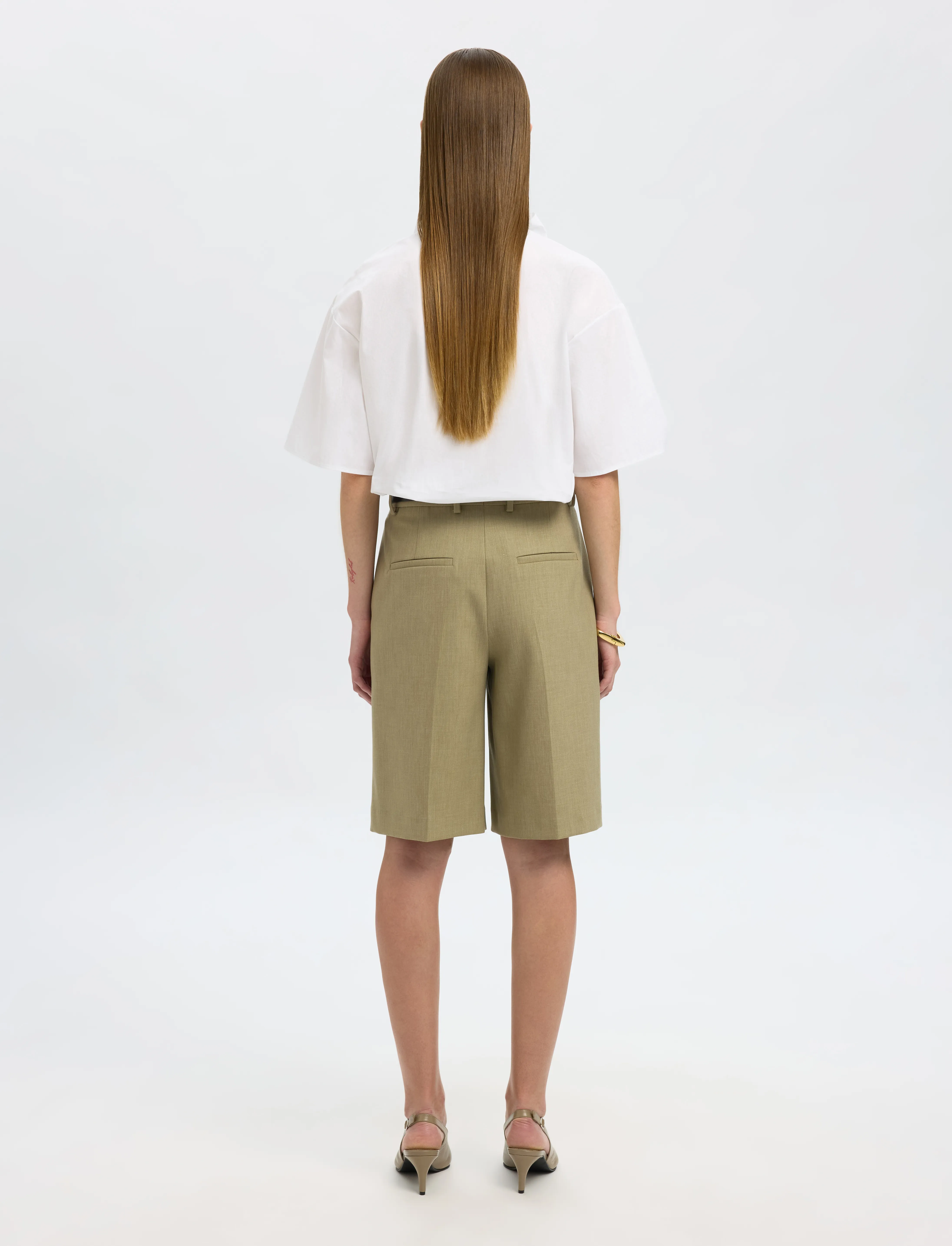 Selected - SLFAYA-JUNO 2/4 BOW SHIRT - kurzärmlige hemden - bright white - 2