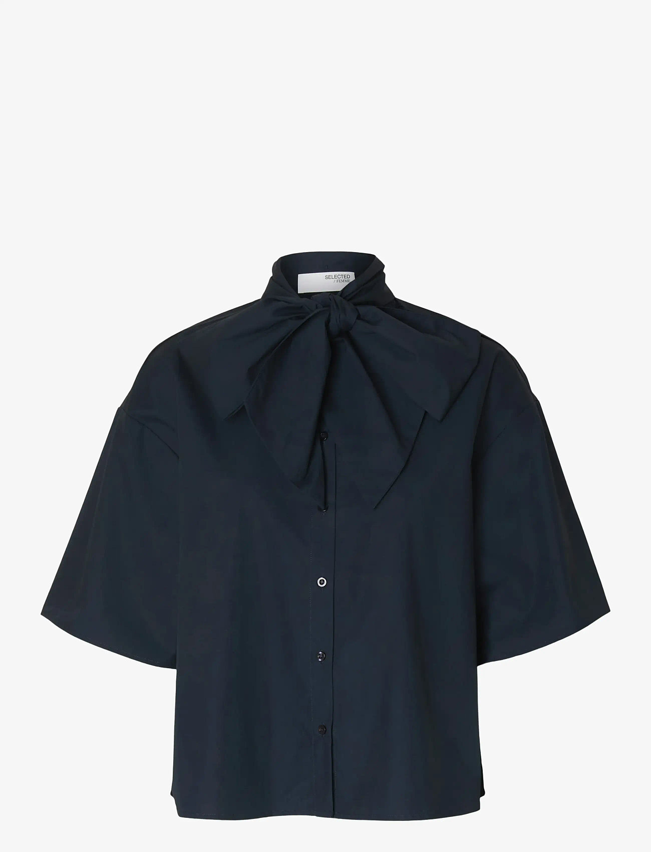 Selected - SLFAYA-JUNO 2/4 BOW SHIRT - kurzärmlige hemden - dark sapphire - 1
