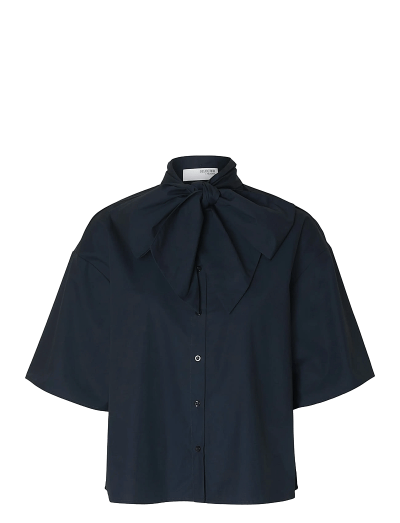 Selected - SLFAYA-JUNO 2/4 BOW SHIRT - kurzärmlige hemden - dark sapphire - 1