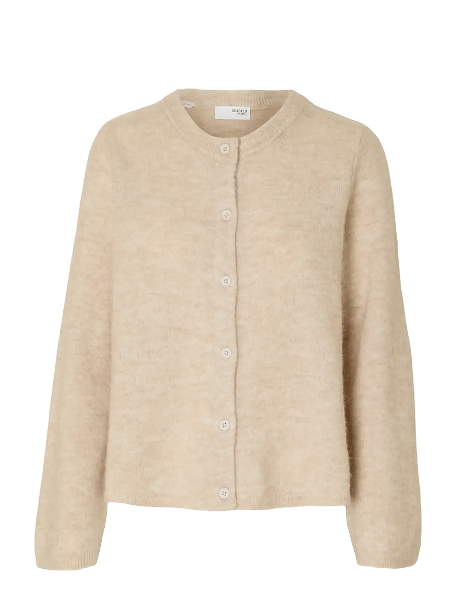Selected - SLWLULU NEW LS KNIT CARDIGAN NOOS - strickjacken - birch - 1