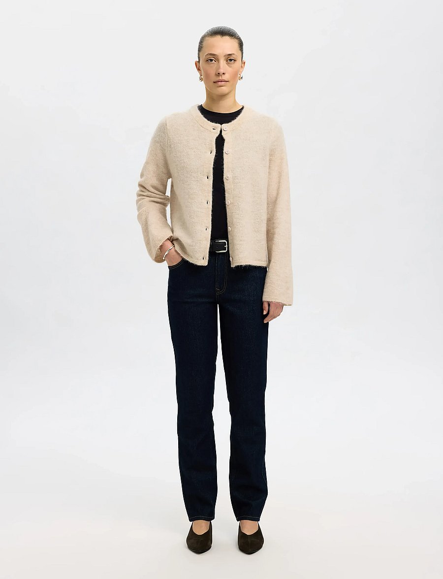 Selected - SLWLULU NEW LS KNIT CARDIGAN NOOS - strickjacken - birch - 3
