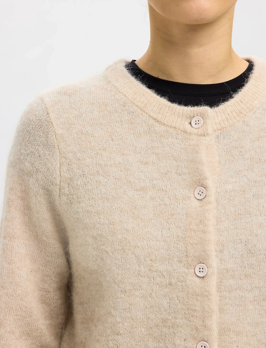 Selected - SLWLULU NEW LS KNIT CARDIGAN NOOS - strickjacken - birch - 5