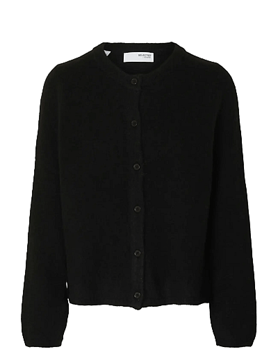 Selected SLFLULU NEW LS KNIT CARDIGAN NOOS - Prjónafatnaður - BLACK / black