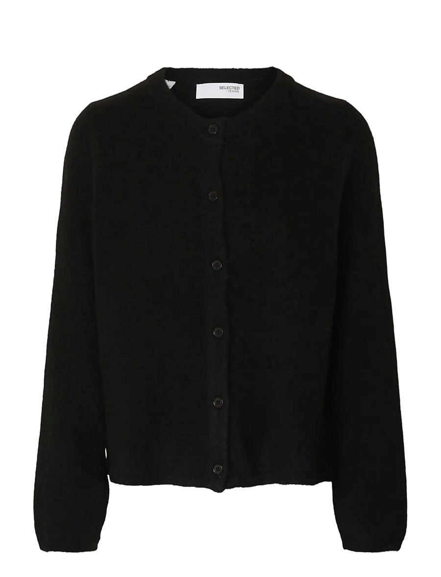 Selected - SLWLULU NEW LS KNIT CARDIGAN NOOS - strickjacken - black - 1