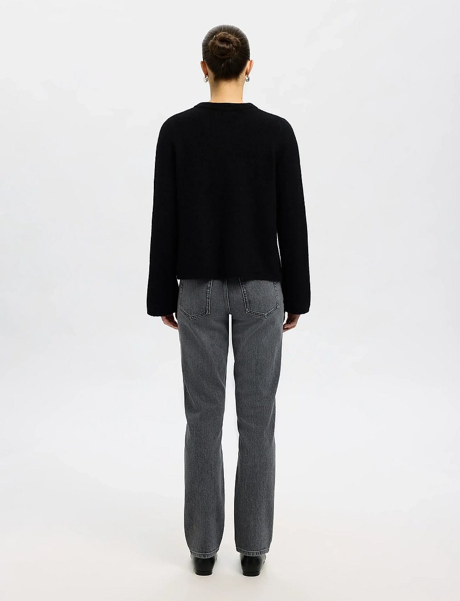 Selected - SLWLULU NEW LS KNIT CARDIGAN NOOS - strickjacken - black - 2