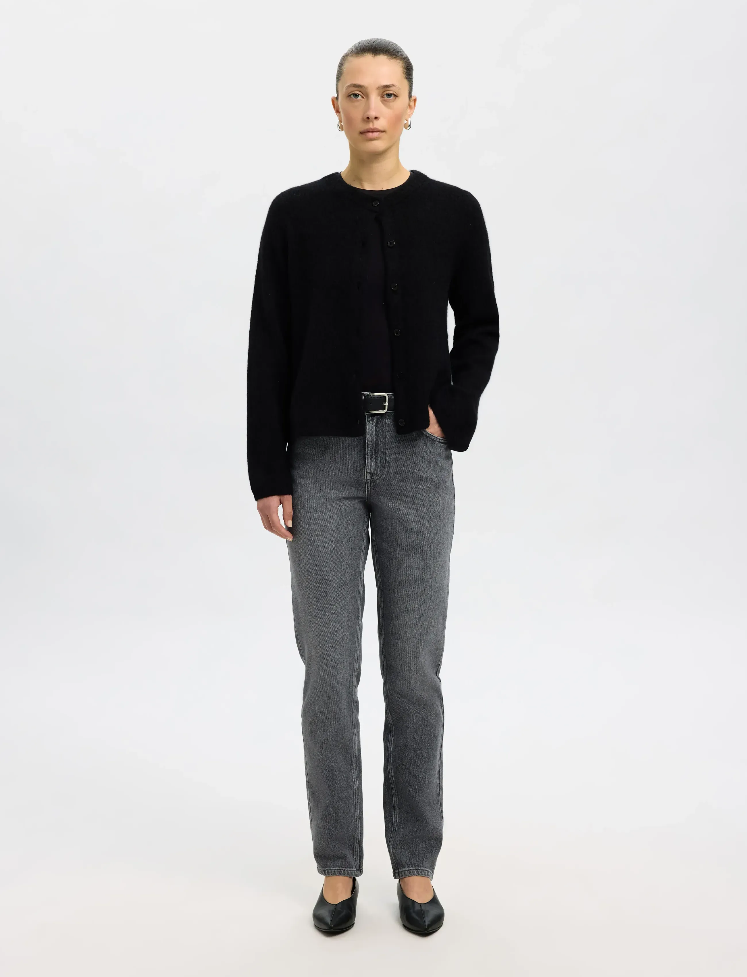 Selected - SLFLULU NEW LS KNIT CARDIGAN NOOS - gebreide vesten - black - 3