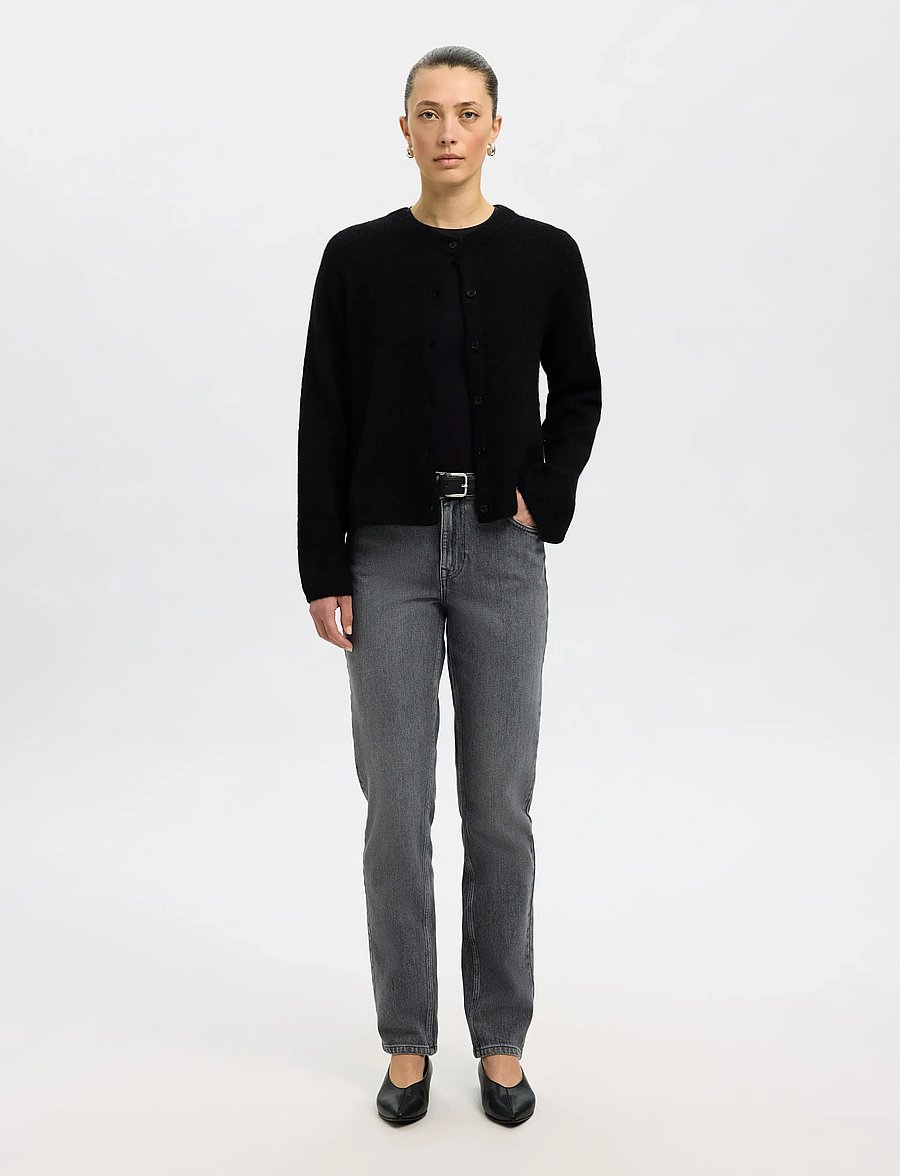 Selected - SLWLULU NEW LS KNIT CARDIGAN NOOS - strickjacken - black - 3