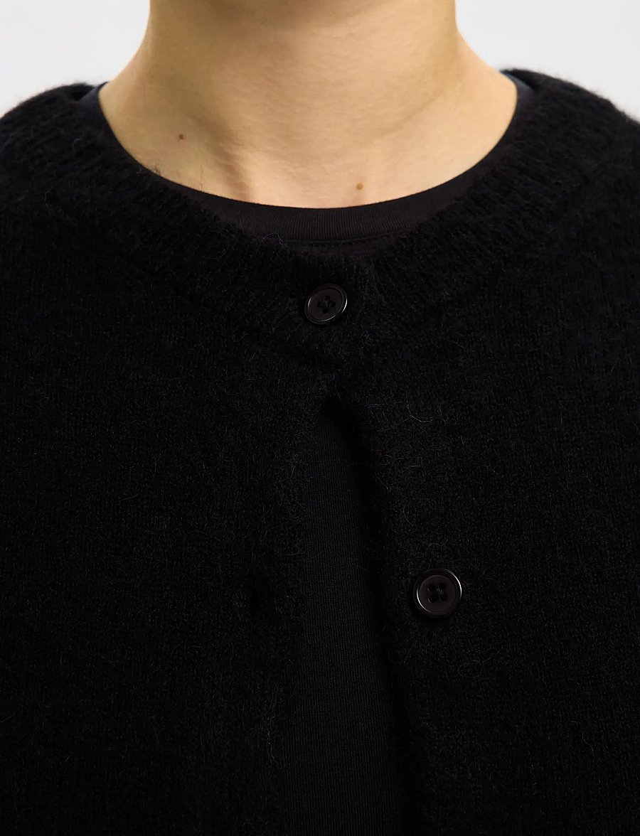 Selected - SLWLULU NEW LS KNIT CARDIGAN NOOS - strickjacken - black - 4