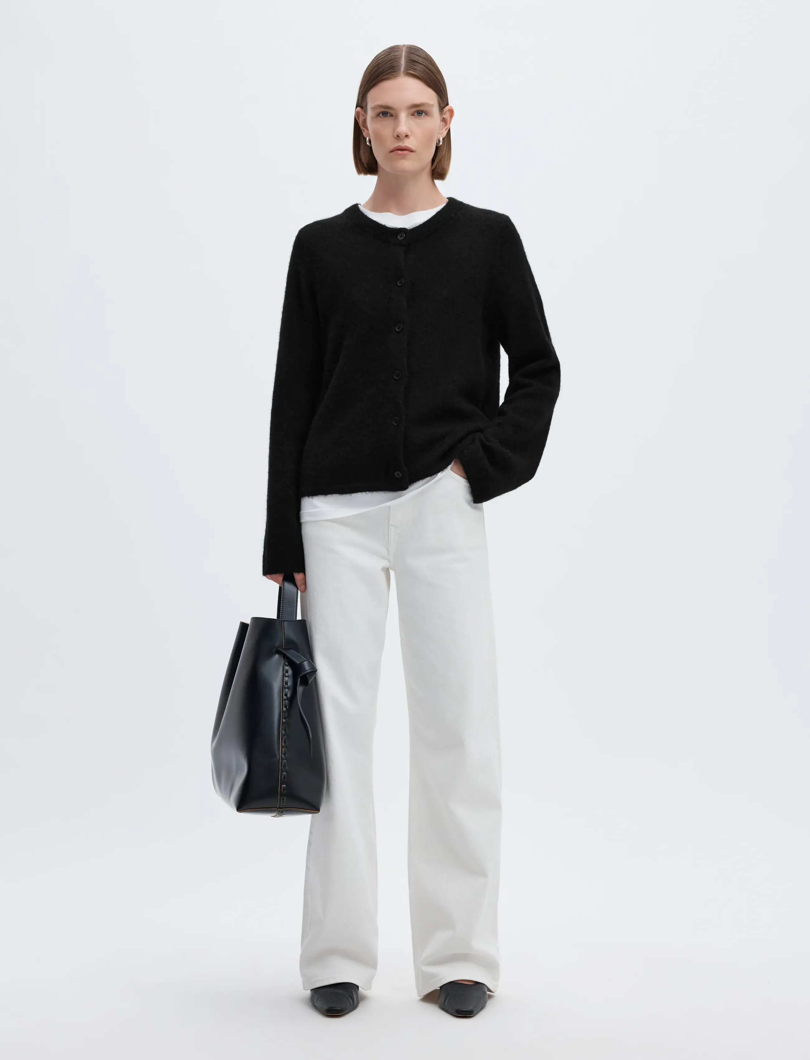 Selected - SLWLULU NEW LS KNIT CARDIGAN NOOS - koftor - black - 5