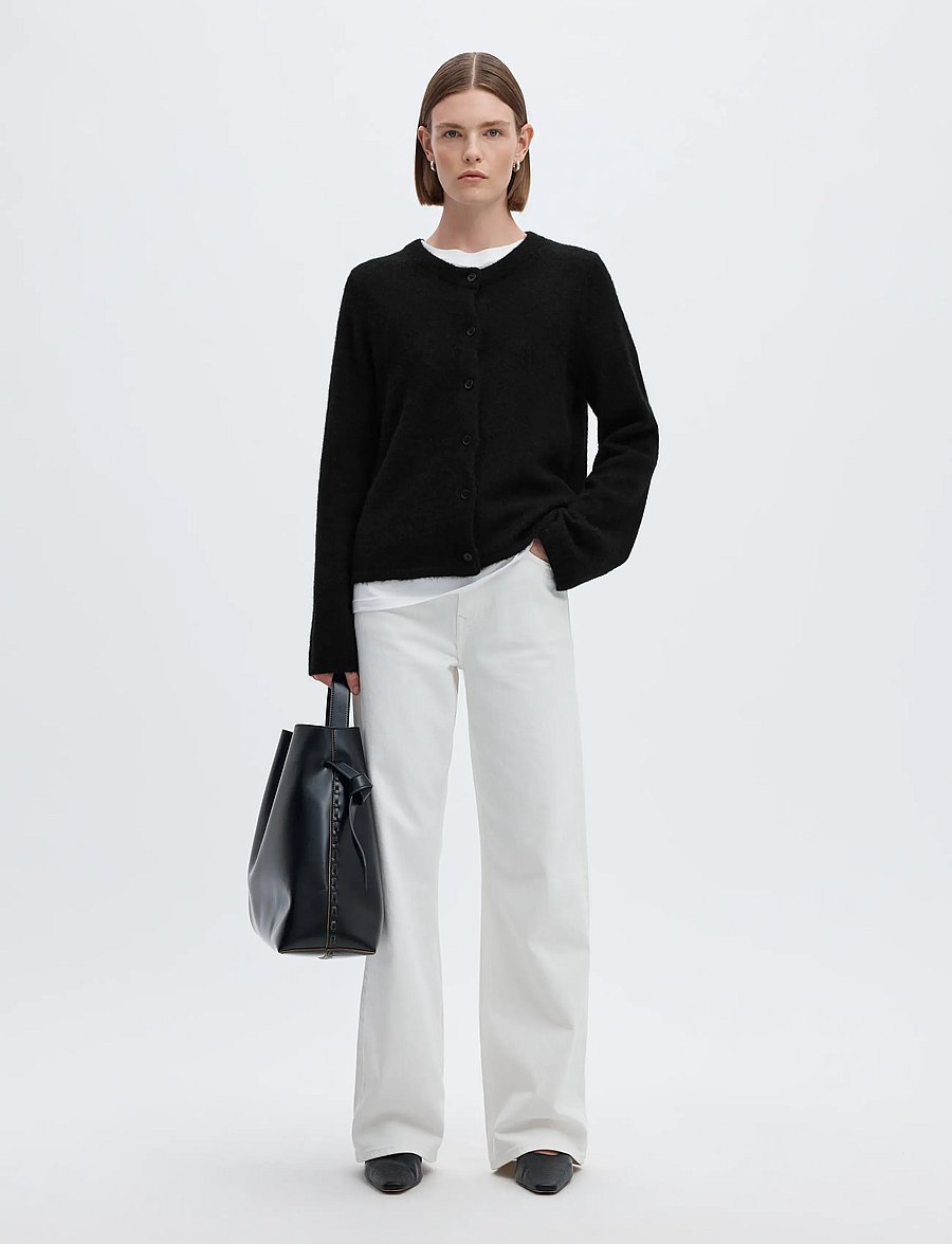 Selected - SLWLULU NEW LS KNIT CARDIGAN NOOS - koftor - black - 5