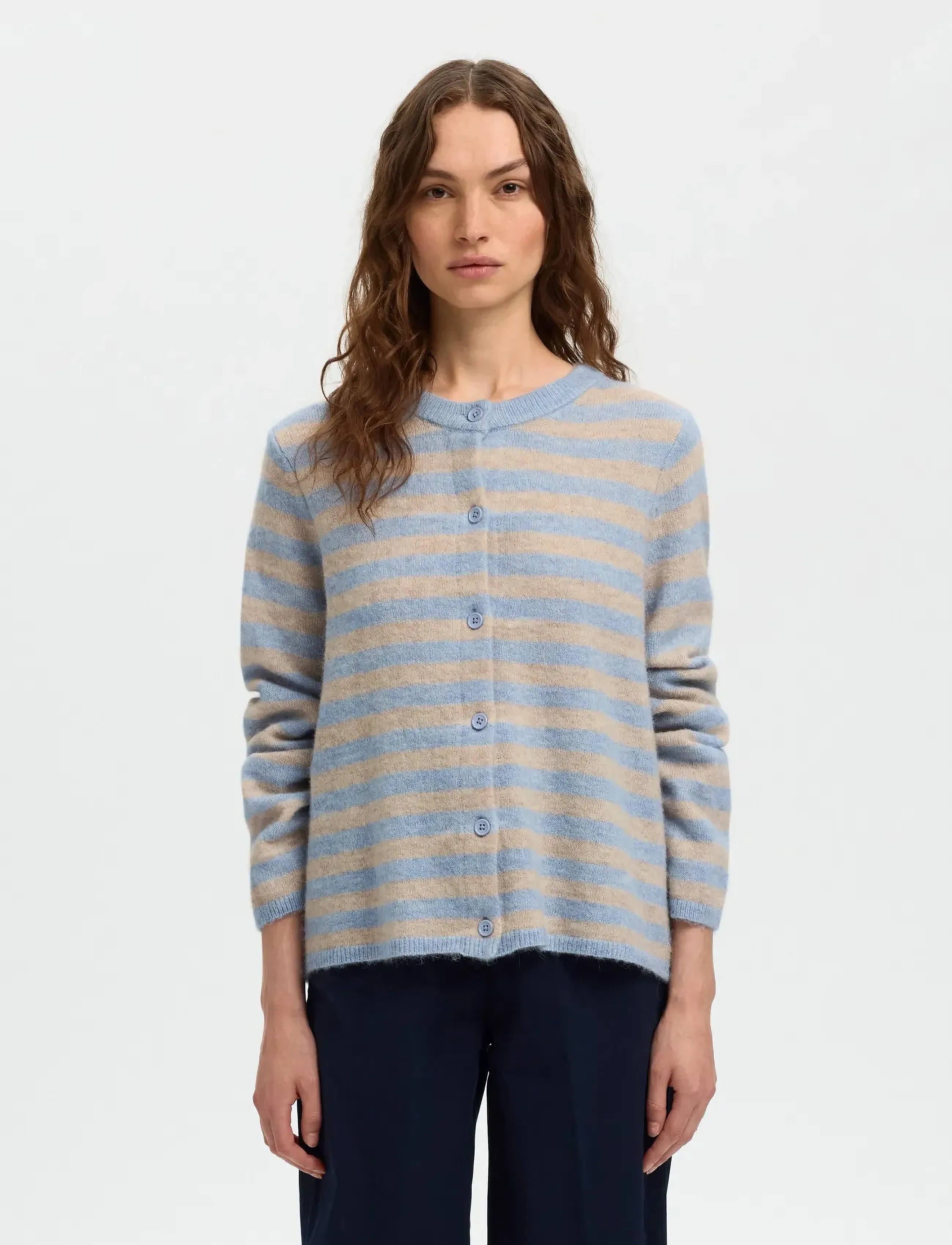 Selected Slwlulu New Ls Knit Cardigan Noos, XXL, Knitwear, Blau - Cardigans, Frauen