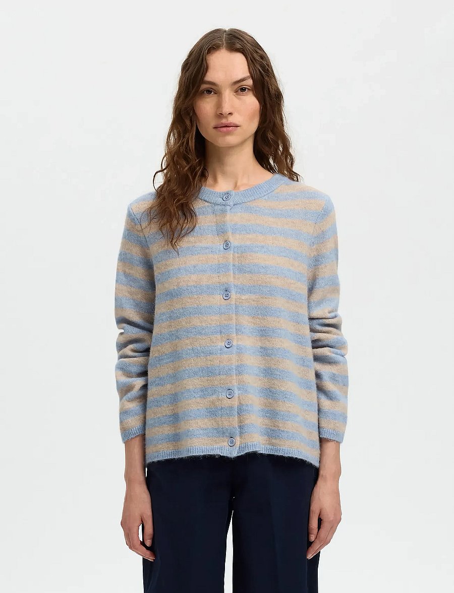 Selected - SLWLULU NEW LS KNIT CARDIGAN NOOS - strickjacken - cashmere blue - 0