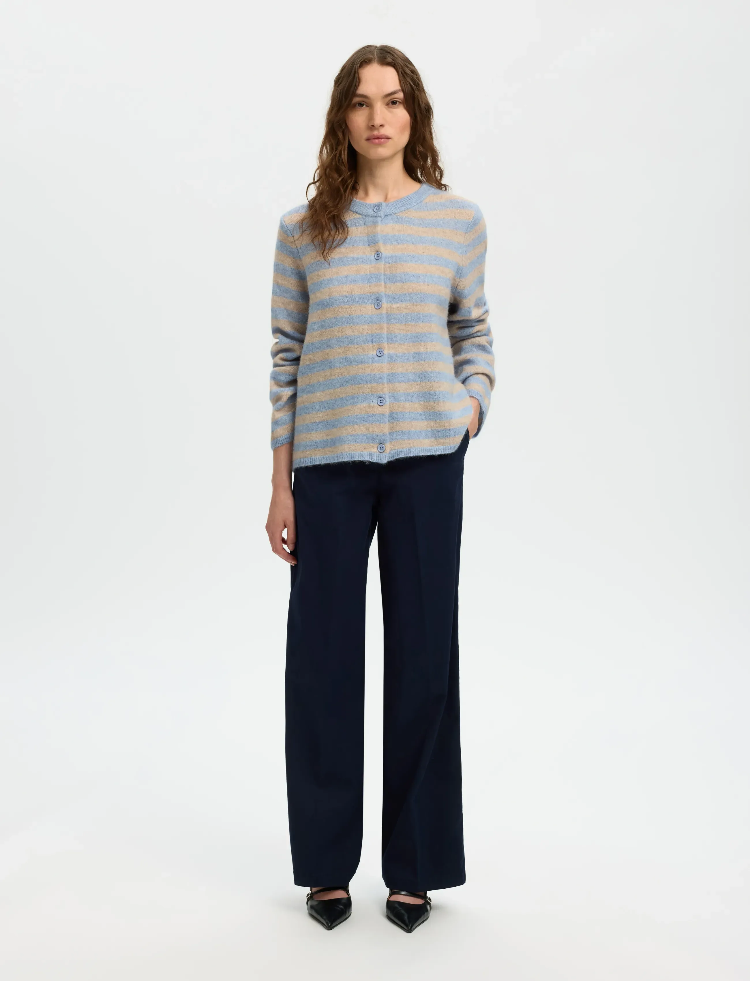 Selected - SLFLULU NEW LS KNIT CARDIGAN NOOS - koftor - cashmere blue - 3