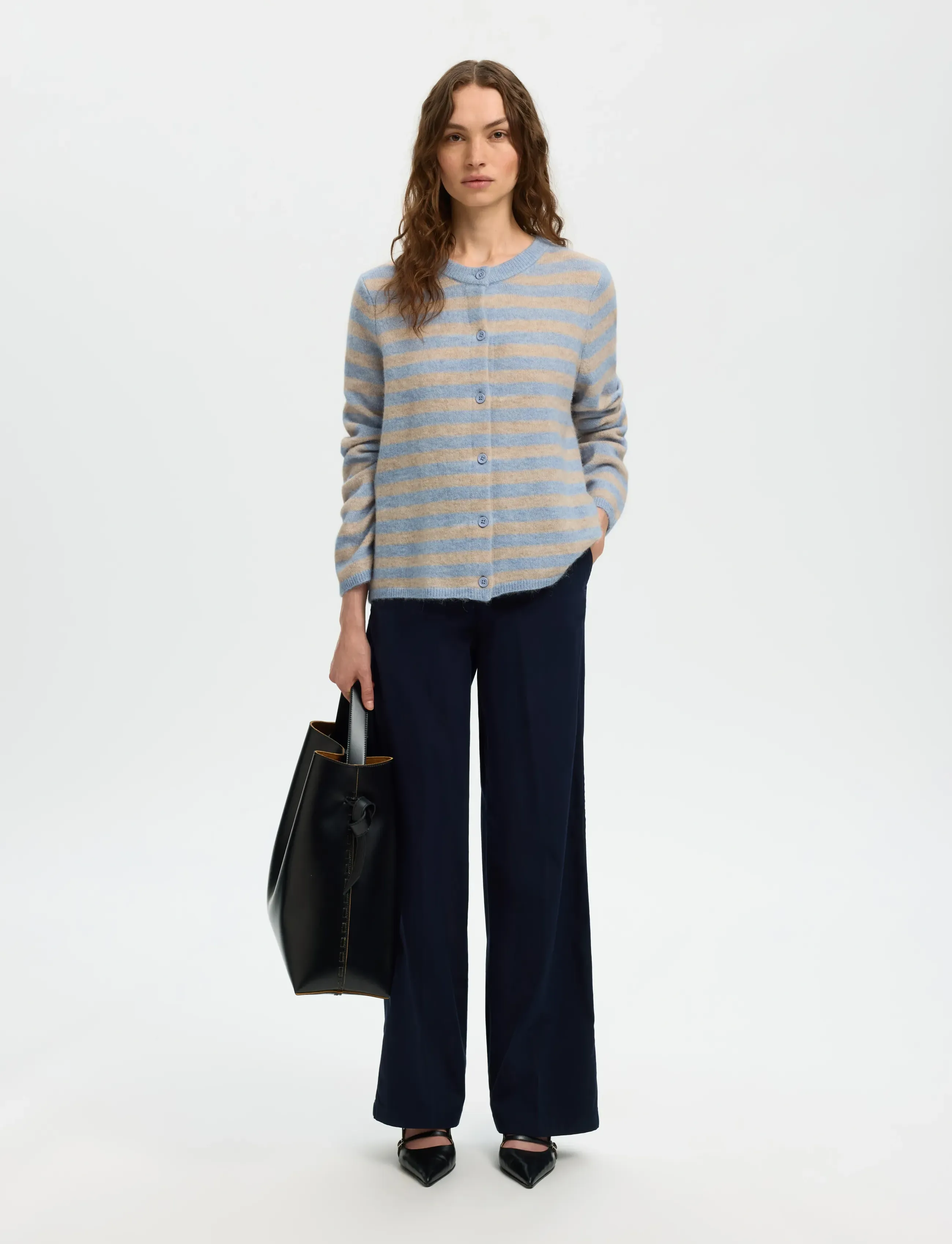 Selected - SLFLULU NEW LS KNIT CARDIGAN NOOS - koftor - cashmere blue - 5